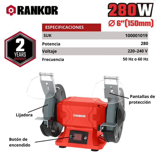 ESMERIL DE BANCO DE 280W RANKOR / RBG280601