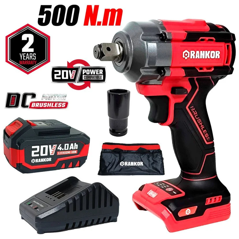 LLAVE DE IMPACTO 20V 500 NM BRUSHLESS RANKOR / RLIW20002